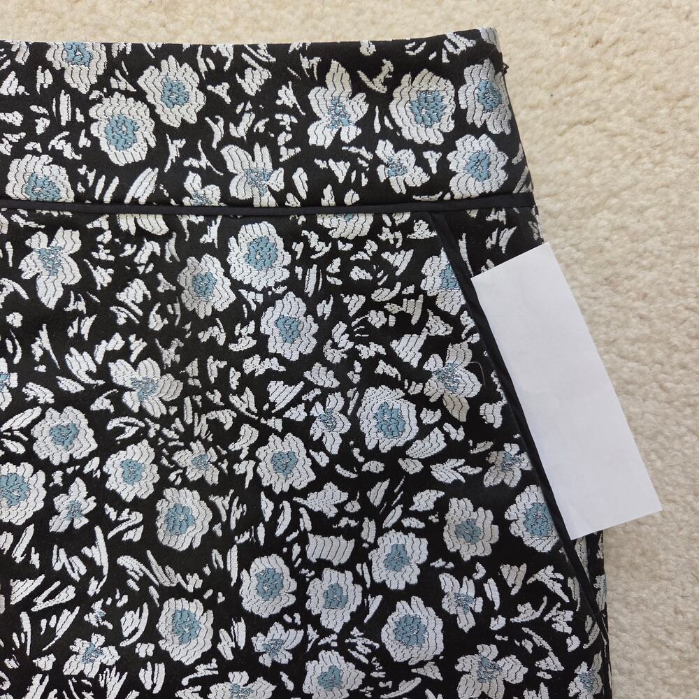 Ann Taylor Loft 2 Jacquard Floral Straight Pencil Mini Skirt Blue, Silver Black - Picture 3 of 11